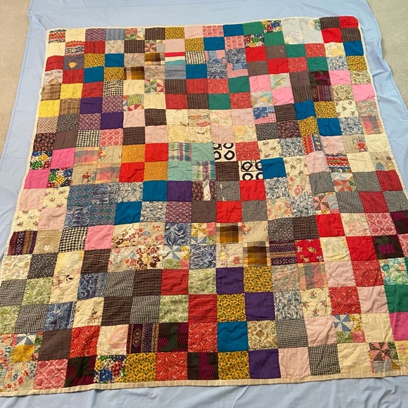 Vintage Quilt (Cutter) Several Rips & Stains 71”x80” for Projects - Picture 2 of 16